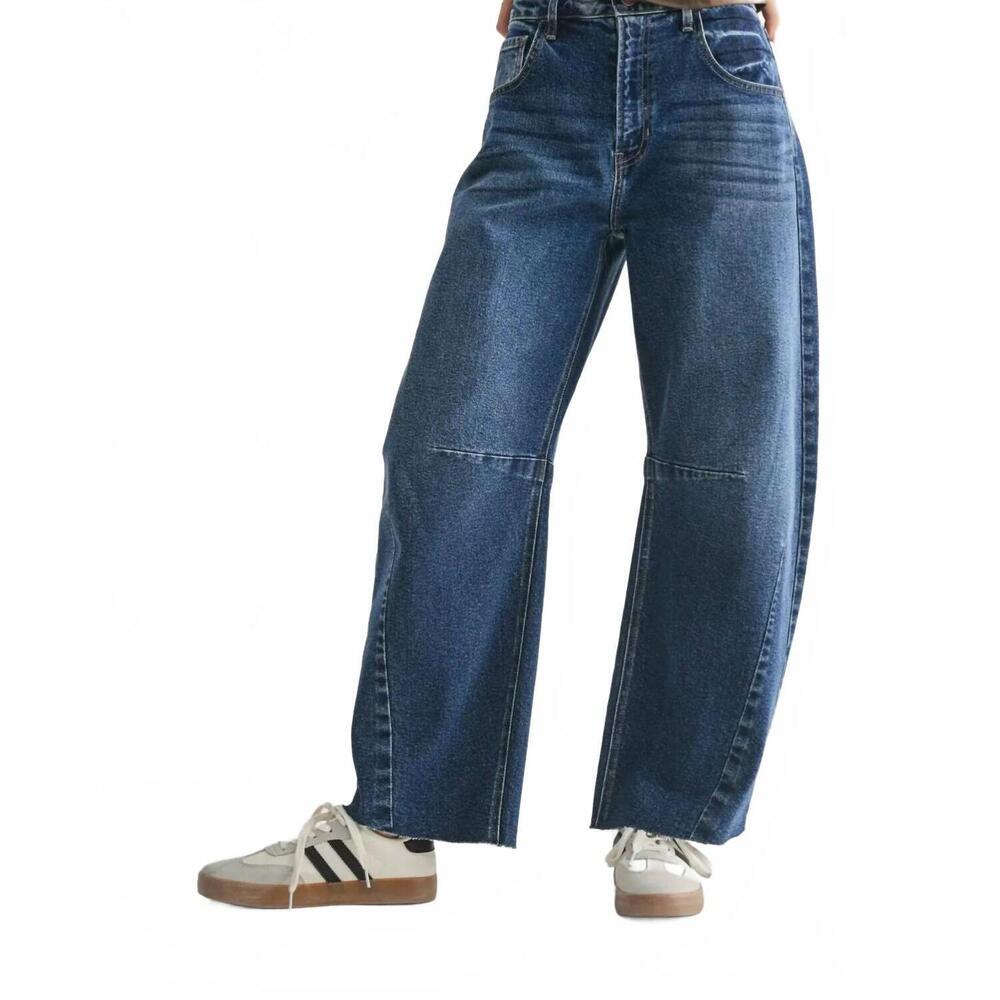 NEW JUST BLACK DENIM seamed barrel jean in dark denim